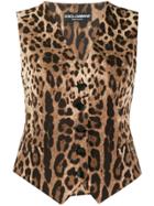 Dolce & Gabbana Leopard Print Waistcoat - Brown