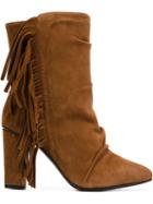 Giuseppe Zanotti Design Fringed Boots, Women's, Size: 40, Brown, Suede/leather/rubber