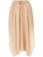 Agnona - Drawstring Midi Skirt - Women - Silk/cupro - 42, Nude/neutrals, Silk/cupro