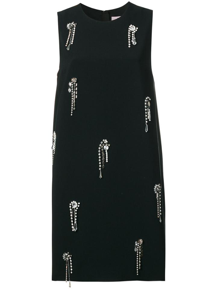 Msgm Embellished High Collar Dress - Black