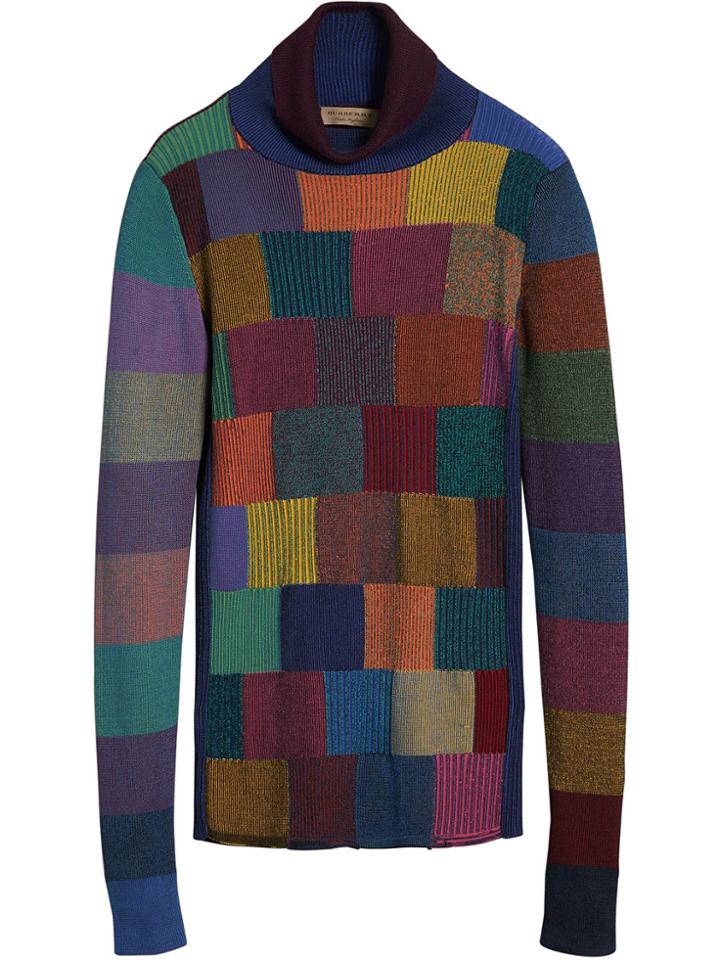 Burberry Patchwork Cotton Blend Roll-neck Sweater - Multicolour