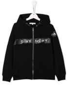 Givenchy Kids Teen Logo Zip Front Hoodie - Black