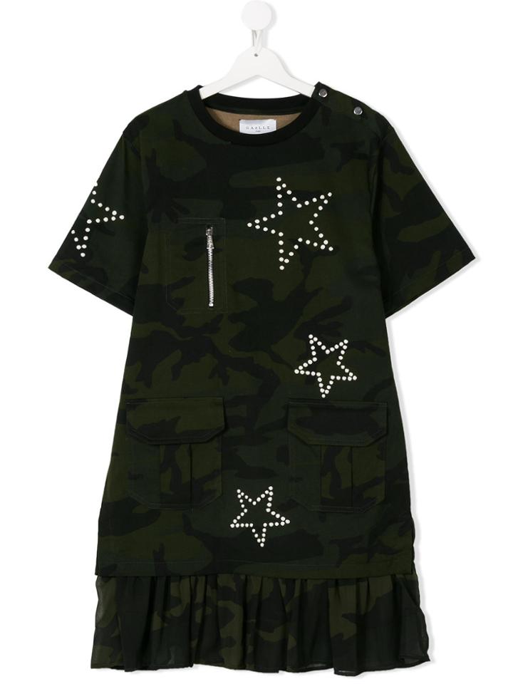 Gaelle Paris Kids Teen Studded Star Motif Dress - Green