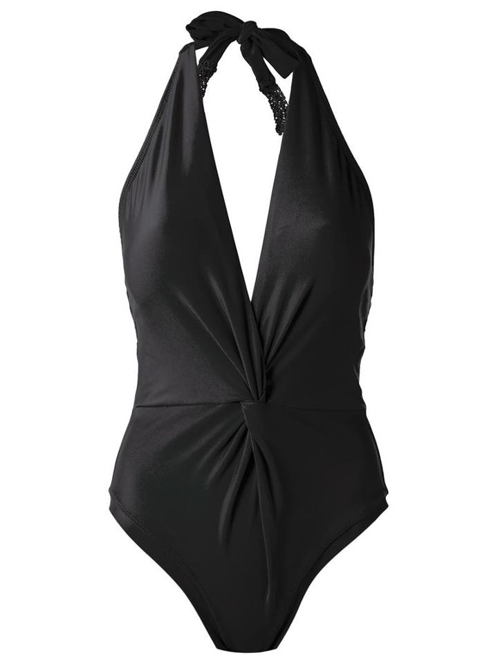 Martha Medeiros Halterneck Swimsuit, Women's, Size: P, Black, Polyamide/spandex/elastane