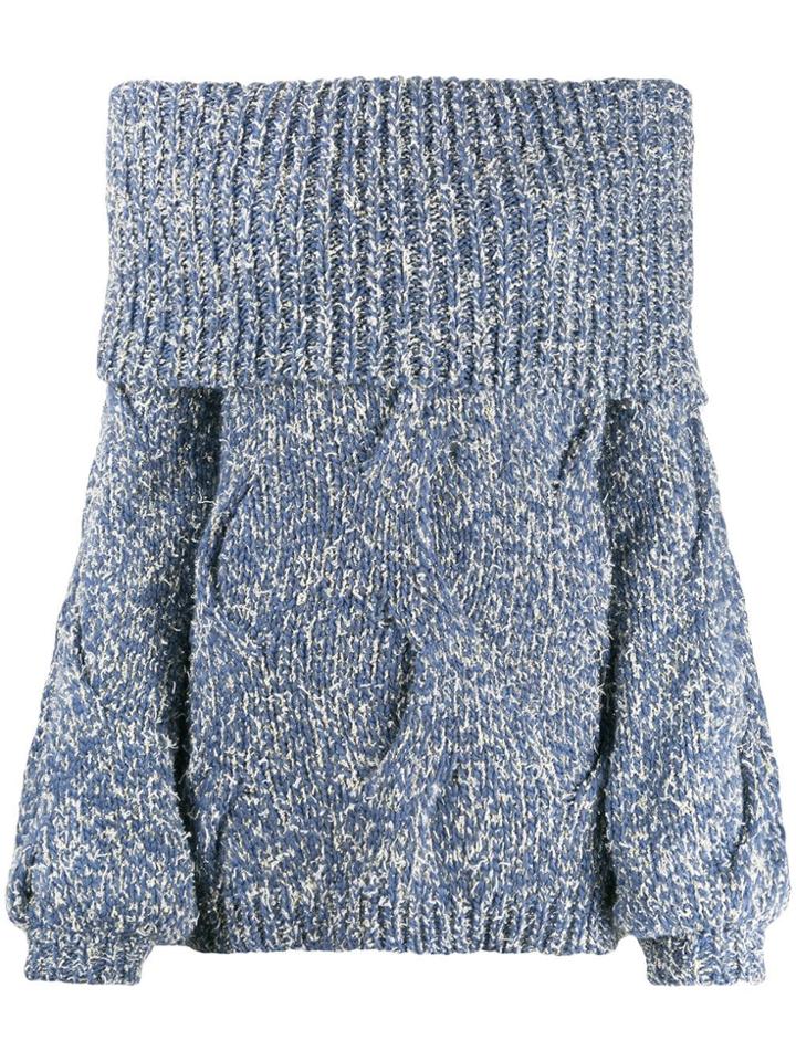 Snobby Sheep Off The Shoulder Jumper - Blue