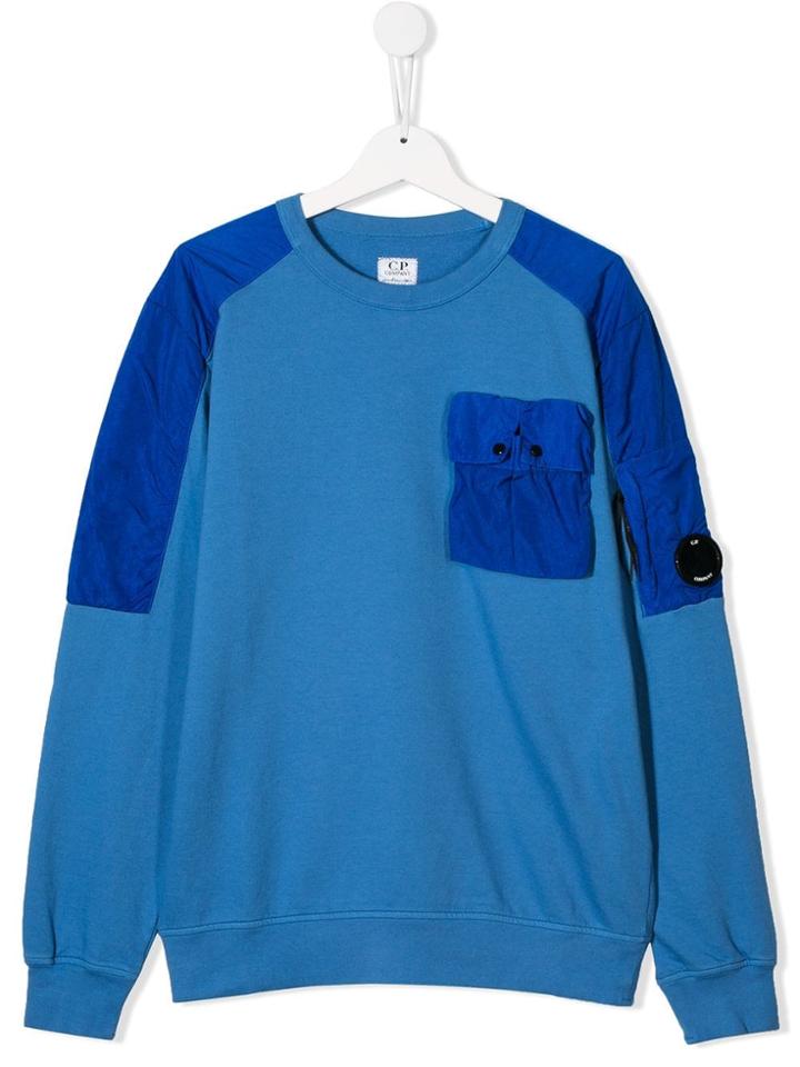 Cp Company Kids Pocket Crew Neck Sweatshirt - Blue
