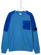 Cp Company Kids Pocket Crew Neck Sweatshirt - Blue