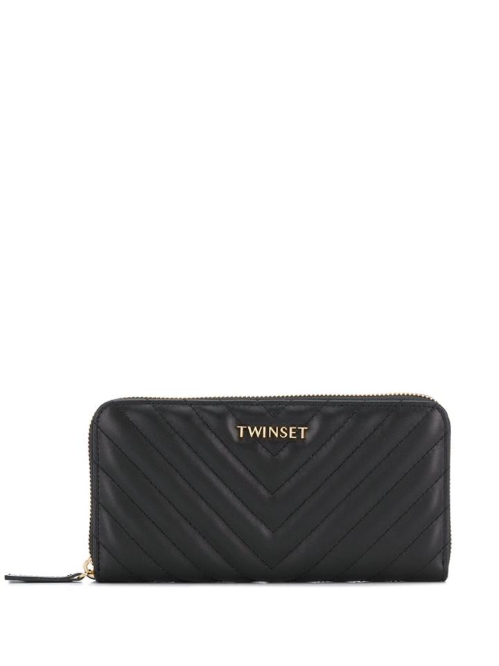 Twin-set Quilted Butterfly-plaque Wallet - Black