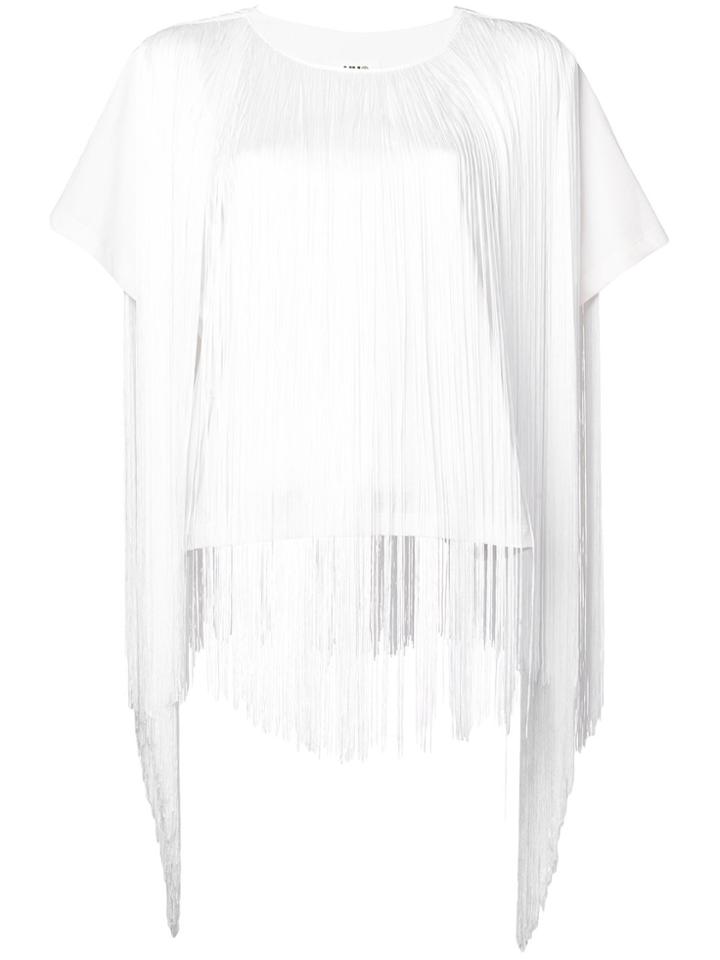 Mm6 Maison Margiela Fringed Short-sleeve Blouse - White