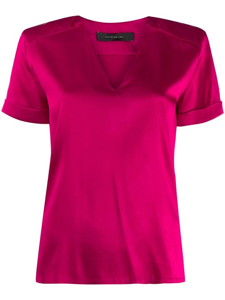 Federica Tosi Short Sleeved V-neck Blouse - Pink