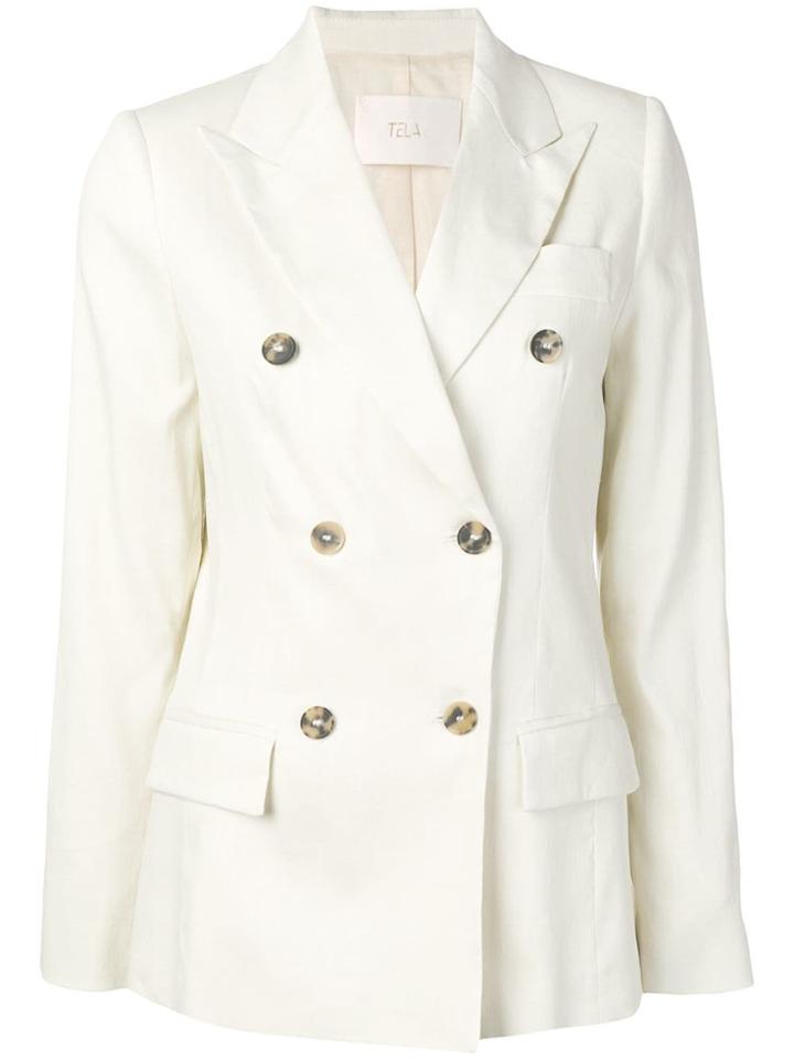 Tela Double Breasted Blazer - White