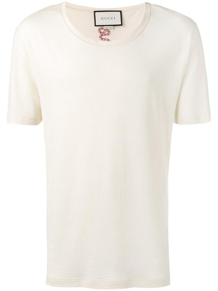 Gucci Snake Embroidered T-shirt, Men's, Size: Small, Nude/neutrals, Cotton/linen/flax