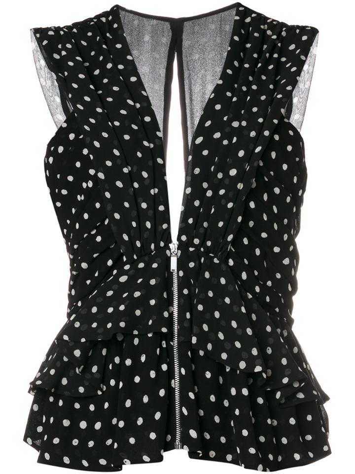 Saint Laurent Gathered Sleeveless Blouse - Black