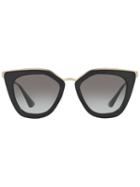 Prada Eyewear Cat Eye Sunglasses, Women's, Black, Brass