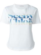 See By Chloé Logo Print T-shirt, Women's, Size: 42, White, Cotton