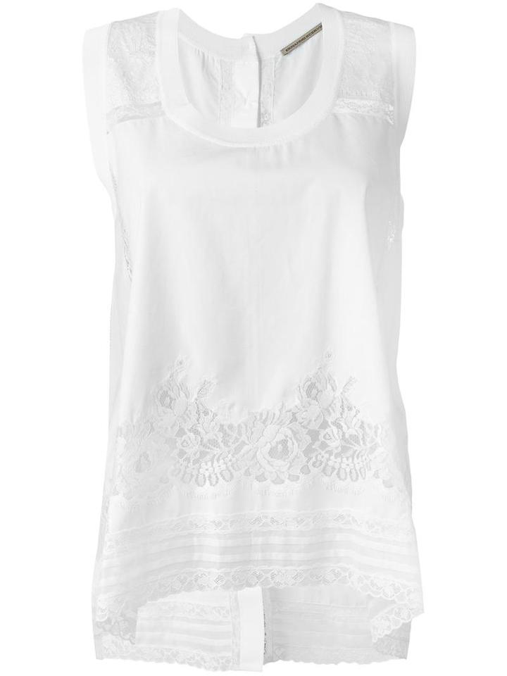 Ermanno Scervino Lace Inserts Tank Top, Women's, Size: 46, White, Cotton/viscose/polyester