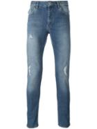 Love Moschino Distressed Skinny Jeans, Men's, Size: 36, Blue, Cotton/spandex/elastane