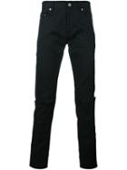 Saint Laurent Busted Knee Slim Jeans, Men's, Size: 33, Black, Cotton/spandex/elastane