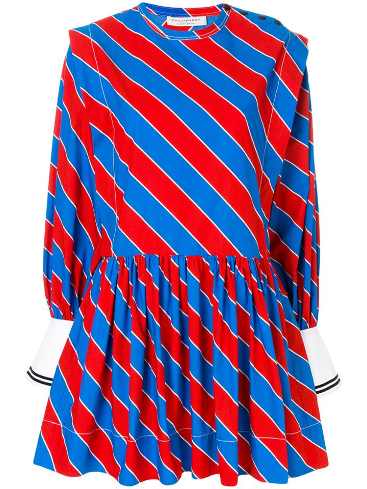 Philosophy Di Lorenzo Serafini Striped Flared Dress - Blue