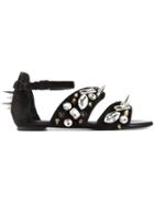 Emanuel Ungaro Stud And Jewel Embellished Sandals - Black