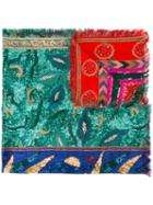 Pierre-louis Mascia Frayed Edge Patchwork Scarf, Women's, Silk