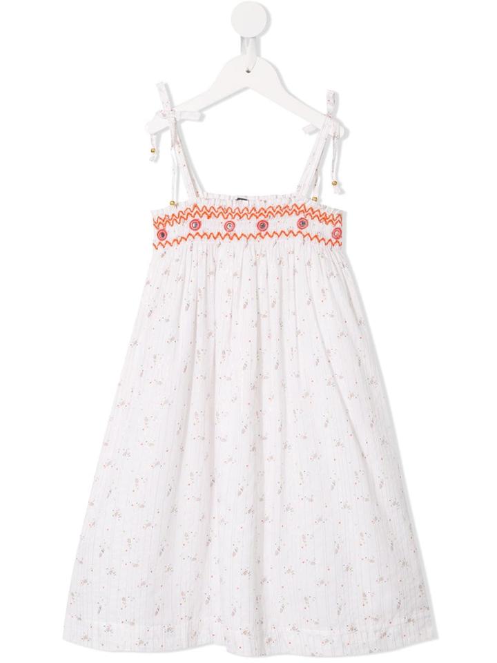 Velveteen Eden Shoulder Smocked Dress - White