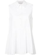 Carolina Herrera Sleeveless Pleated Shirt - White