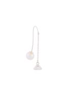 E.m. Crystal And Pearl Drop Chain Earring - Metallic