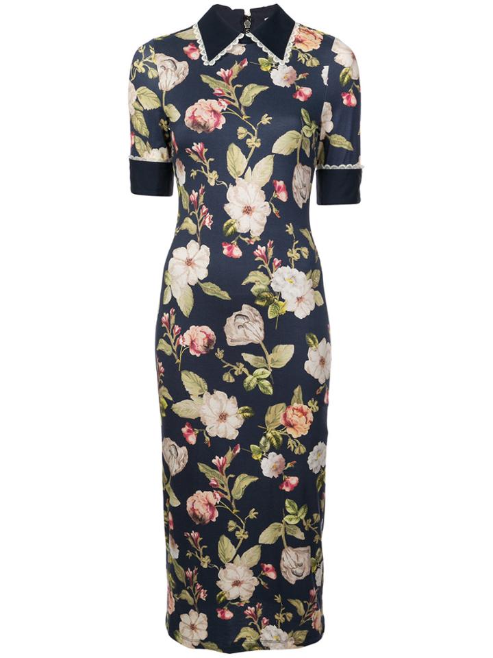 Alice+olivia Delora Fitted Collared Dress - Blue