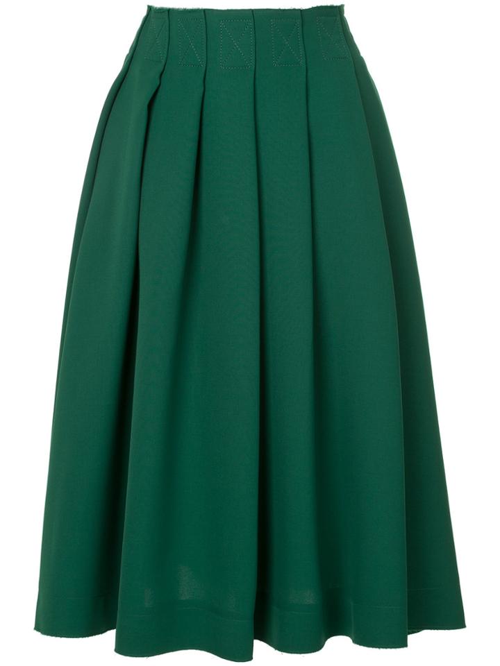 Le Ciel Bleu Raw Hem Pleated Shirt - Green