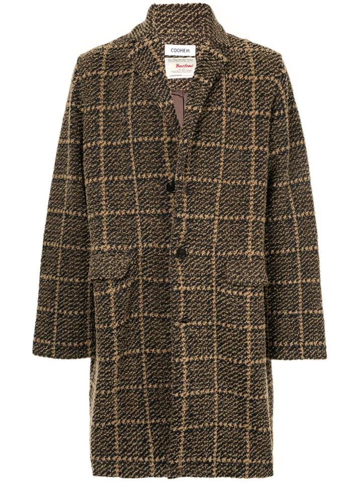 Coohem Check Tweed Coat - Brown