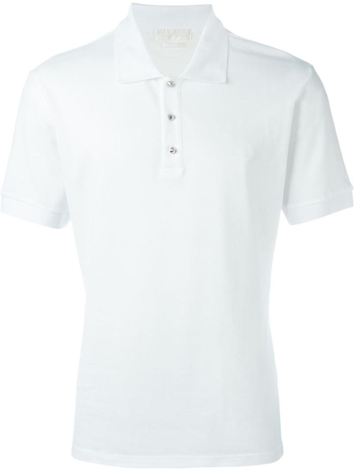 Alexander Mcqueen Spike Stud Placket Polo Shirt, Men's, Size: Large, White, Cotton