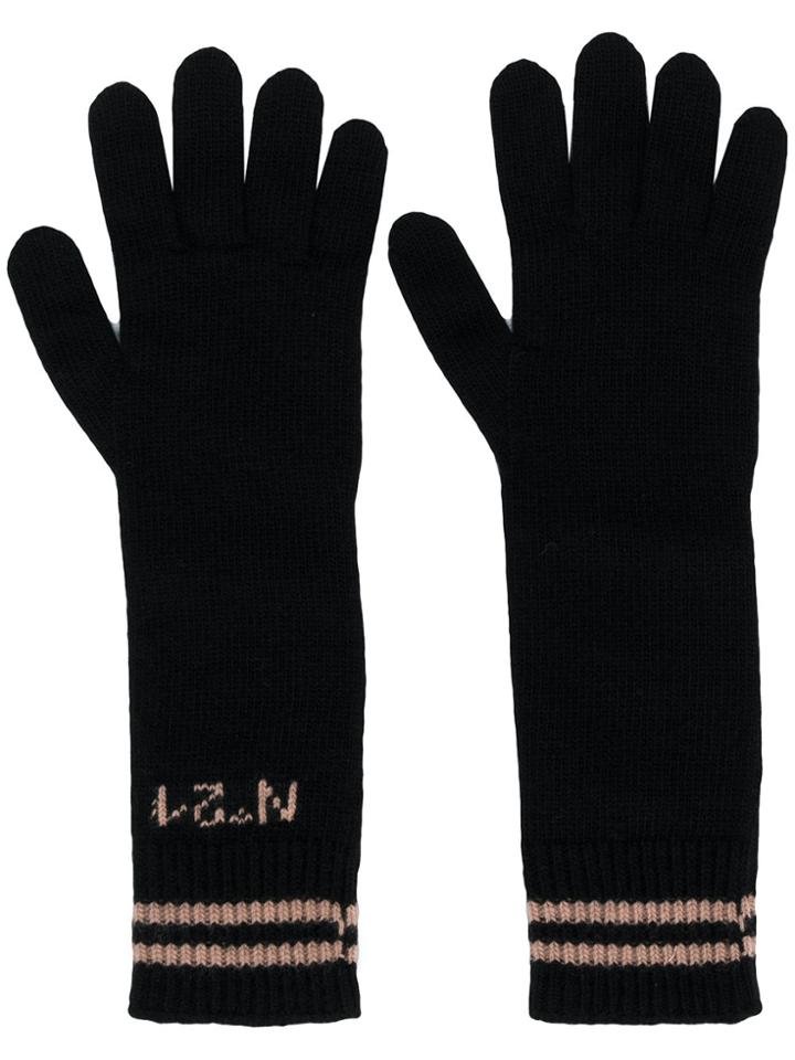 No21 Long Logo Gloves - Black