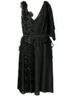 Rochas Floral Embroidered Shift Dress, Women's, Size: 44, Black, Silk/cotton
