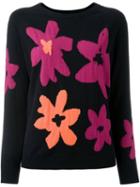 Chinti And Parker Floral Intarsia Jumper, Women's, Size: Medium, Blue, Cashmere