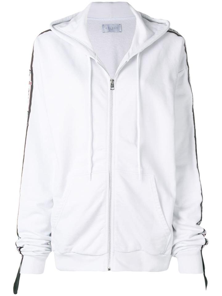 Gaelle Bonheur Logo Stripe Hoodie - White