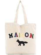 Maison Kitsuné Logo Print Tote - Nude & Neutrals