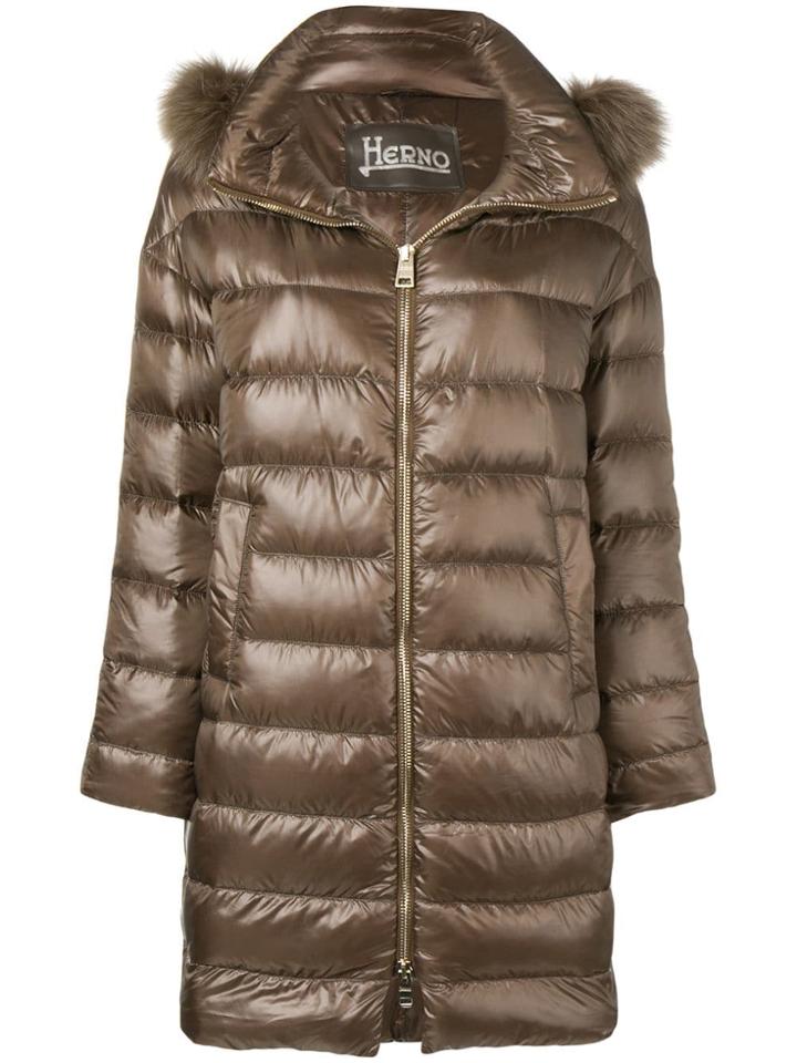 Herno Padded Hooded Coat - Brown