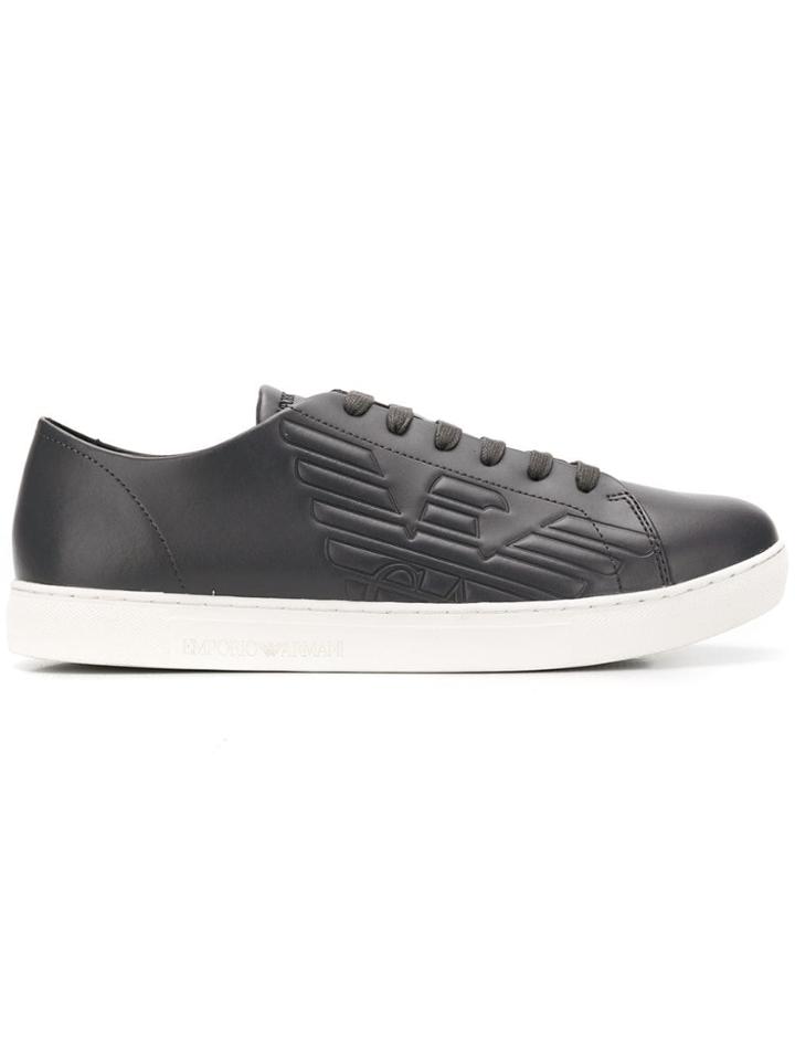 Emporio Armani Logo Embossed Sneakers - Grey