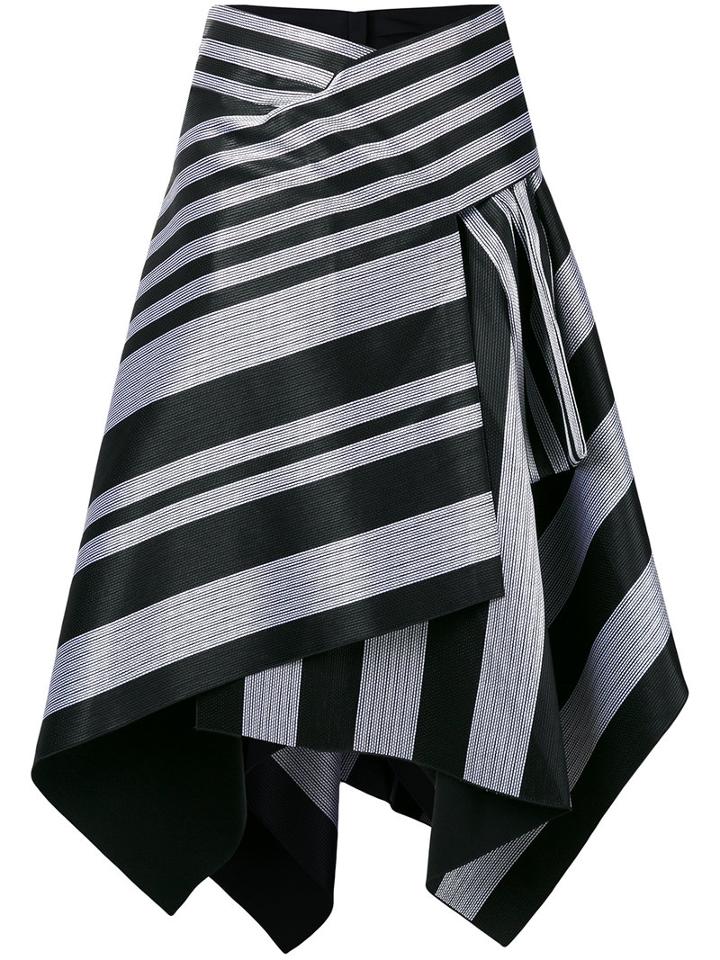 Proenza Schouler - Striped Asymmetric Skirt - Women - Silk/cotton/viscose - 6, Black, Silk/cotton/viscose