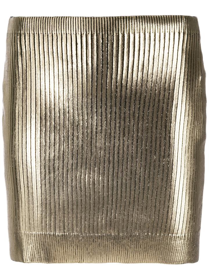 Saint Laurent Metallic (grey) Coated Mini Skirt, Women's, Size: Small, Viscose/spandex/elastane