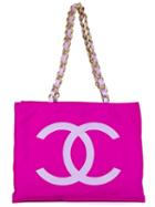 Chanel Vintage Logo Shopper Tote, Women's, Pink/purple