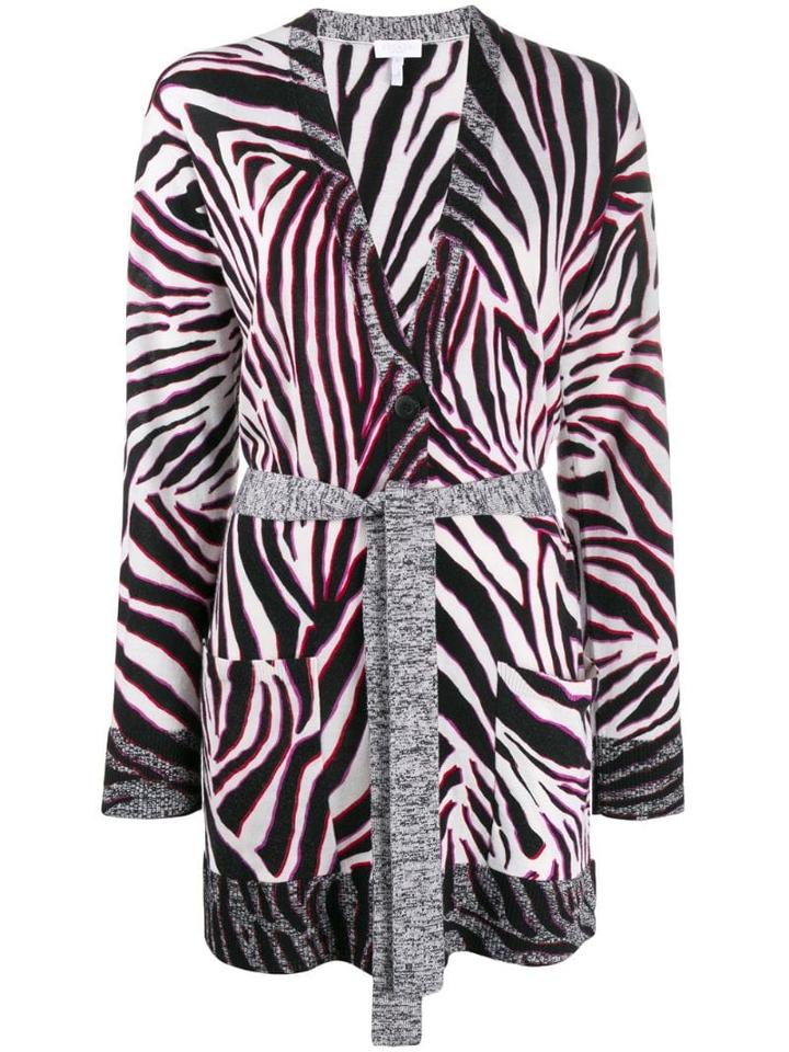 Escada Sport Zebra Print Belted Cardigan - White
