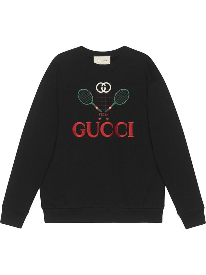 Gucci Oversize Sweatshirt With Gucci Tennis - Black