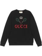 Gucci Oversize Sweatshirt With Gucci Tennis - Black