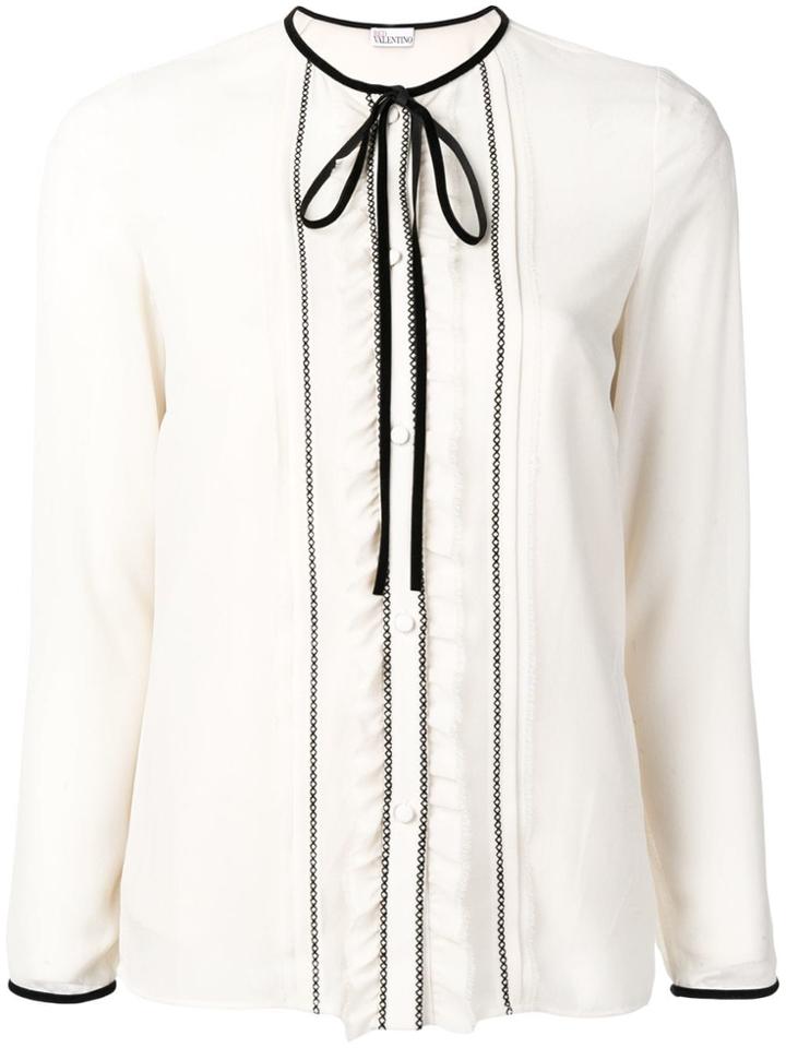 Red Valentino Embroidered Long-sleeve Top - Nude & Neutrals