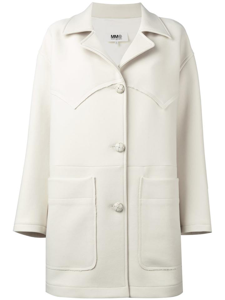 Mm6 Maison Margiela Crepe Single Breasted Short Coat, Women's, Size: 40, Nude/neutrals, Polyester/viscose