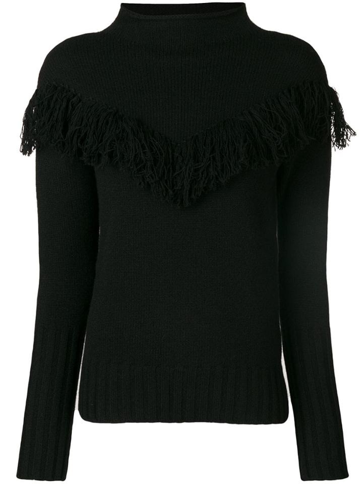 Snobby Sheep Fringed-hem Fitted Sweater - Black