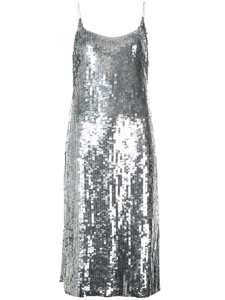Oscar De La Renta Sequin Cocktail Dress - Metallic