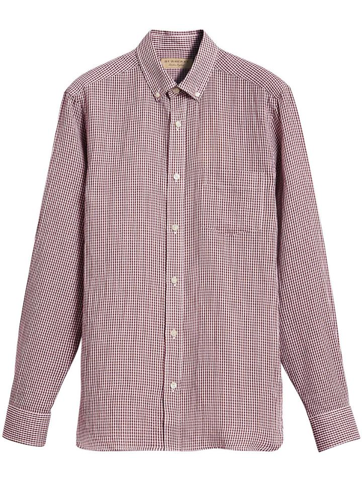 Burberry Button-down Collar Gingham Cotton Shirt - Pink & Purple